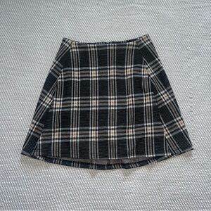 Originality Grey Plaid A Line Pull On Preppy Mini Skirt Sz Xs Pockets